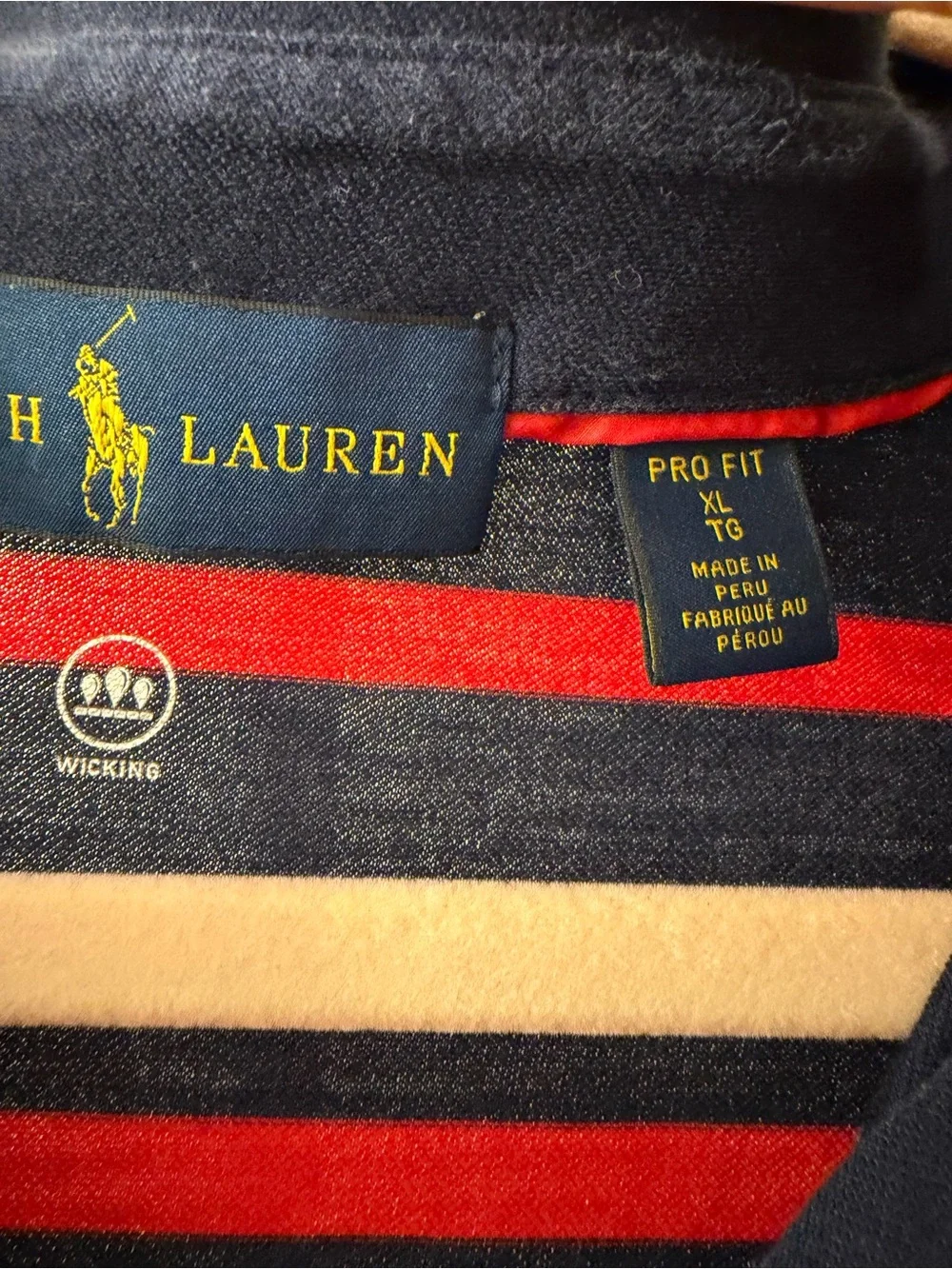 Polo by Ralph Lauren Navy with Red Stripes Classic Cotton Polo